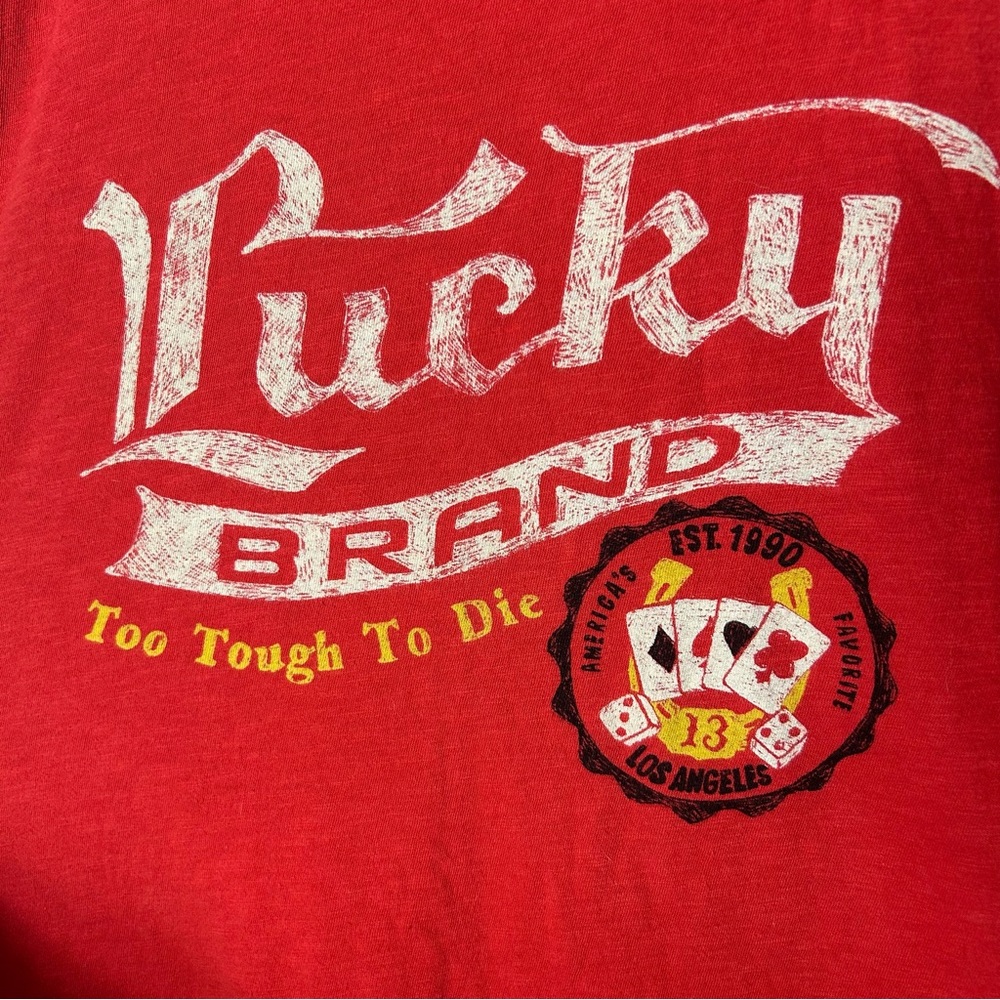 Lucky Brand red too tough to die short sleeve graphic tee men's XL - Picture 6 of 10